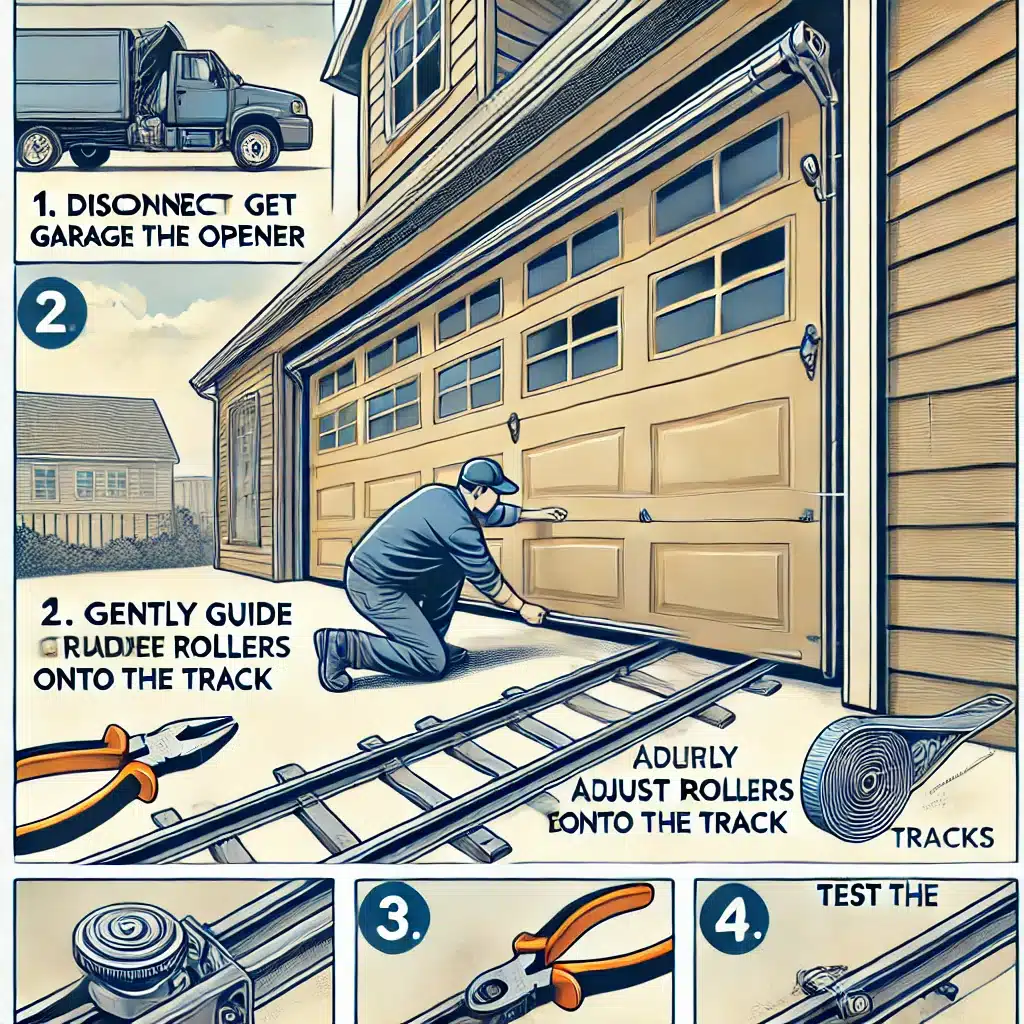 how to get garage door back on track